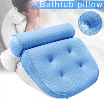 1 Pcs Anti-slip 3D SPA Breathable Home Bath Pillow Head Neck Rest Relax 4 Suction Cup MYDING