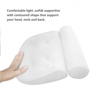 1 Pcs Anti-slip 3D SPA Breathable Home Bath Pillow Head Neck Rest Relax 4 Suction Cup MYDING