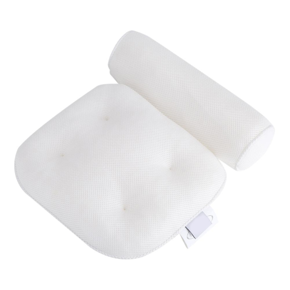 3D Mesh Spa Non-Slip Cushioned Bath Tub Spa Pillow Bathtub Head Rest Pillow with Suction Cups for Neck and Back Bathroom Supply