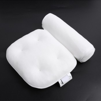 3D Mesh Spa Non-Slip Cushioned Bath Tub Spa Pillow Bathtub Head Rest Pillow with Suction Cups for Neck and Back Bathroom Supply