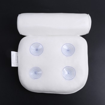 3D Mesh Spa Non-Slip Cushioned Bath Tub Spa Pillow Bathtub Head Rest Pillow with Suction Cups for Neck and Back Bathroom Supply