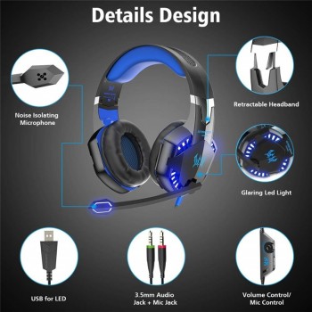 Led 3.5mm Earphone Gaming Headset With Microphone Mic Gamer PC PS4 Game Stereo Gaming Headphone With Microphone For Computer