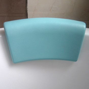 Top quality Eco-friendly flexible PU Colorful bathroom pillow spa headrest pillow for bathtub with silica gel suction cups