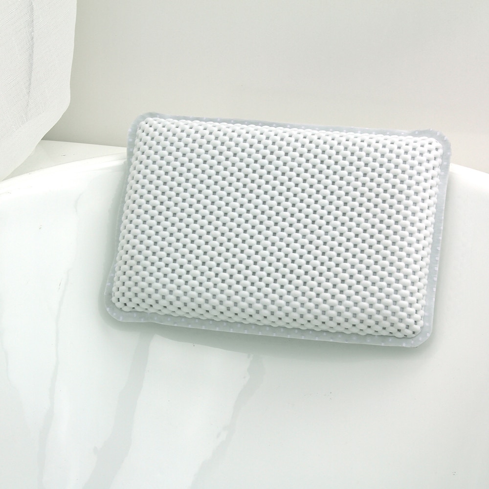 Flexible Soft PU Bath Pillow Bathtub Spa Pillow Headrest Bathroom Supplies Shoulder Neck Pillow With Silica Gel Suction Cups