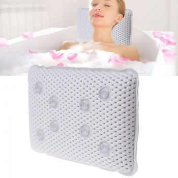 Non-slip Bathtub Pillow Soft Bath SPA Headrest Waterproof With Suction Cups 29x20cm Breathable Soft Bathtub Pillow