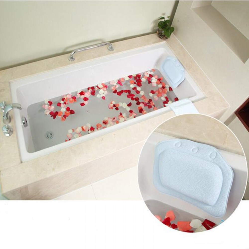 Hot PVC Home Spa bath pillow massager with Suction Cup Soft Head rest Bathtub Cushion Bathroom Accessories