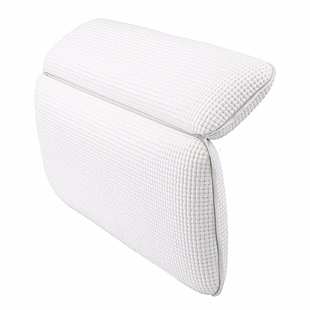 Non Slip Bath Pillow Waterproof Spa Bathtub Pillow Mat Comfort Bath Pillow for Neck Rest Back Support (White)