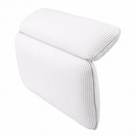 Non Slip Bath Pillow Waterproof Spa Bathtub Pillow Mat Comfort Bath Pillow for Neck Rest Back Support (White)