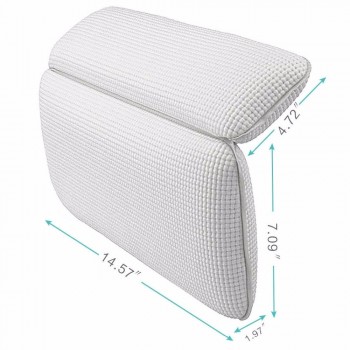 Non Slip Bath Pillow Waterproof Spa Bathtub Pillow Mat Comfort Bath Pillow for Neck Rest Back Support (White)