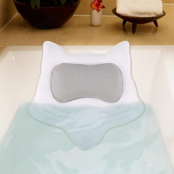 3D Fox Shaped Bathtub Pillow Non-slip Bathtub Pillow Strong Sucker Home Spa Pillow Support Head Neck Back And Shoulders