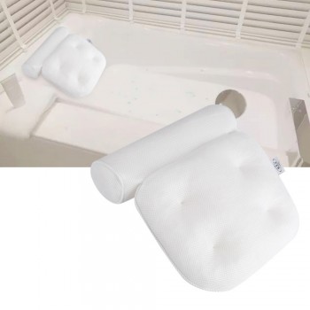 Mesh Cloth Antibacterial Spa Bath Massage Pillow Waterproof Hot Tub Bath Pillows Comfortable Bathtub Headrest With Suction Cup