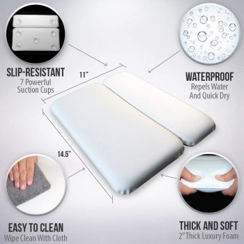 The Original Spa Bath Pillow Featuring Powerful Gripping Technology Extra Soft amp; Large 14.5 x 11 2-Panel Design for Shoulder