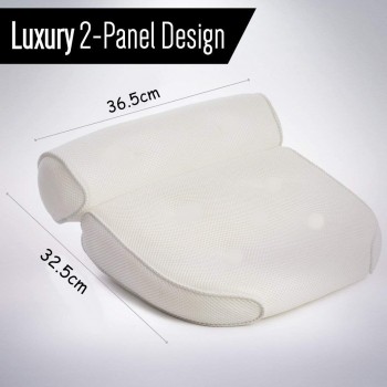 The Original Premium Spa Bath Pillow with 7 Suction Cups FREE Bonus Bath Puff 36.5cmx32.5cm 4cmThick Luxury Design, Quick Dry