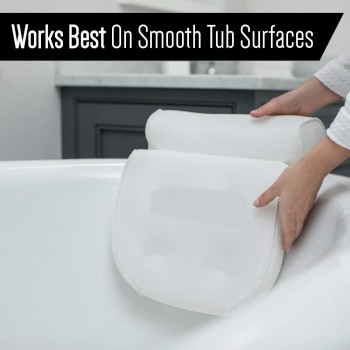 The Original Premium Spa Bath Pillow with 7 Suction Cups FREE Bonus Bath Puff 36.5cmx32.5cm 4cmThick Luxury Design, Quick Dry