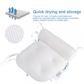 3D Mesh Spa Non-Slip Cushioned Bath Tub Spa Pillow Bathtub with Suction Cups Pillows with Suction Cups for Neck and Back