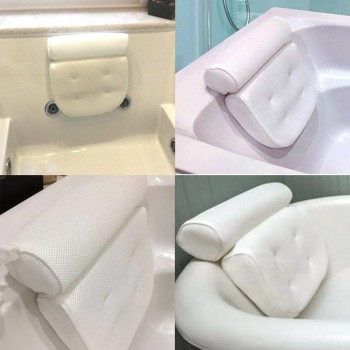 3D Mesh Spa Non-Slip Cushioned Bath Tub Spa Pillow Bathtub Head Rest Pillow With Suction Cups For Neck And Back Bathroom Supply