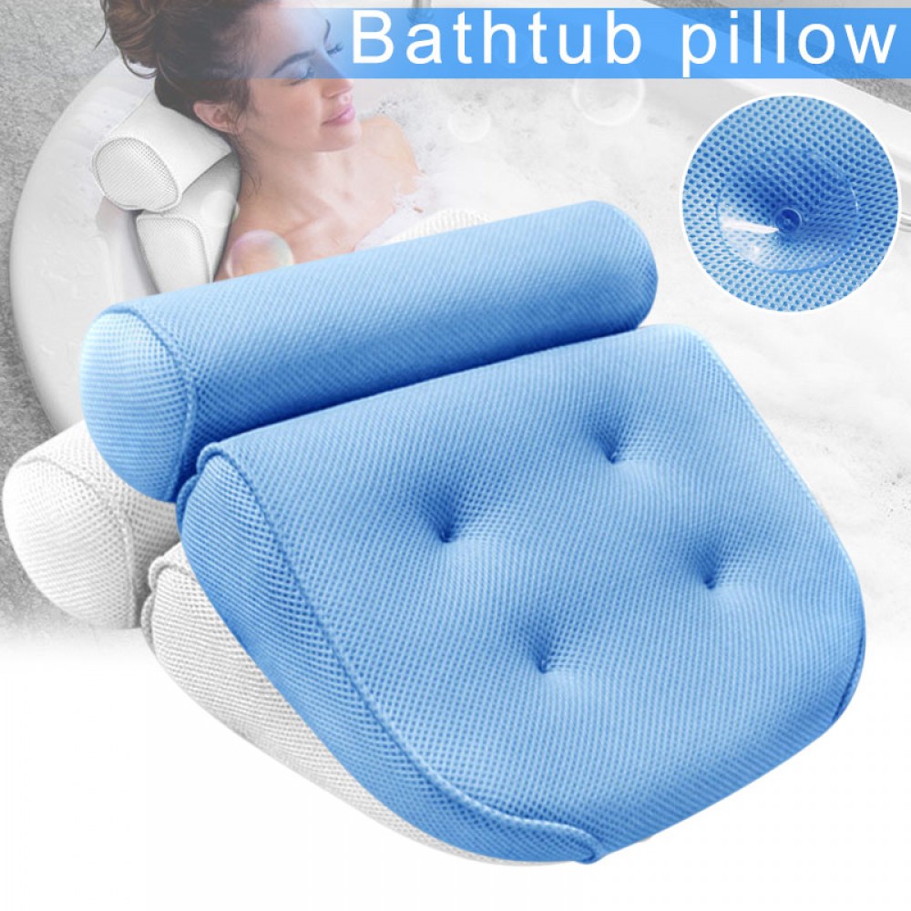 1 Pcs Anti-slip 3D SPA Breathable Home Bath Pillow Head Neck Rest Relax 4 Suction Cup WXV Sale