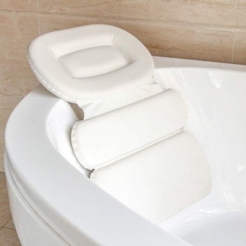 WSFS Hot Spa Bath Pillow Features Powerful Gripping Technology Comfortable Soft Shoulder 3-panel Neck Support Fits Any Size Tub