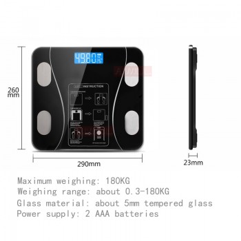 AIWILL Household LED Digital Weight Bathroom Balance Bluetooth Android or IOS Body Fat Scale Floor Scientific Smart Electronic