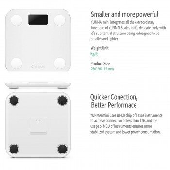 Yunmai Mini M1501 Bluetooth Smart Body Fat Scale Body Composition Monitor Track BMI and BMR Analyzer