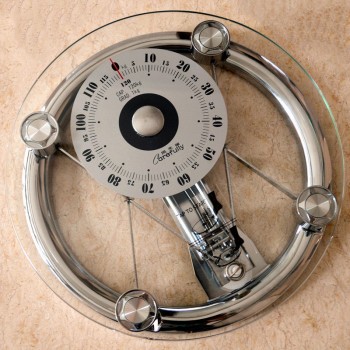 120kg Mechanical Bathroom Scales Round Tempered Glass Floor Body Weight Scales Stainless Steel Accurate Adult Spring Balance