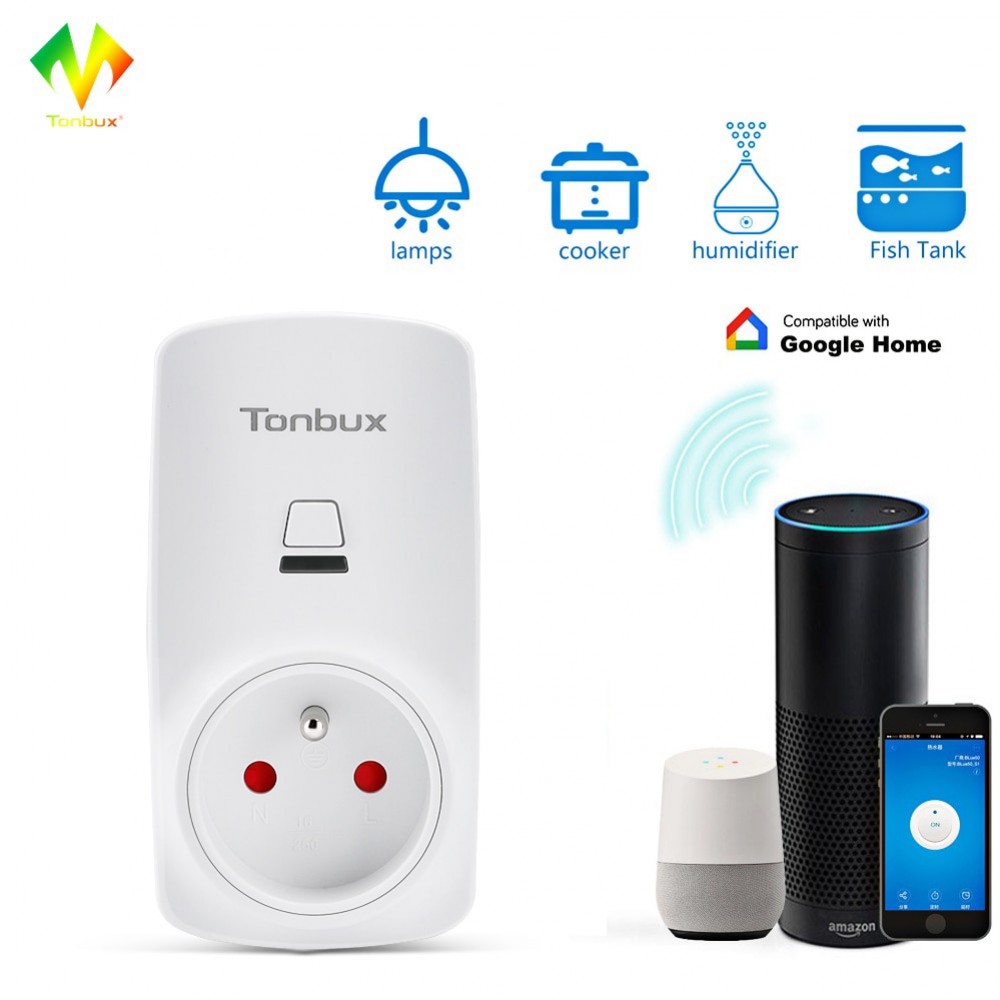 Tonbux AU/FR/EU Plug Smart Wifi Plug LED Light Display Max250V Google Home Accept Alexa Control Smart Socket Drop Shipping