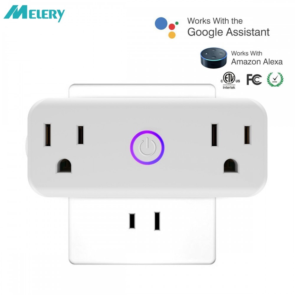 Wifi Smart US Electric Power Plug Outlets Socket with USB Adapter Homekit Compatible with Amazon Alexa Google Home mini, IFTTT