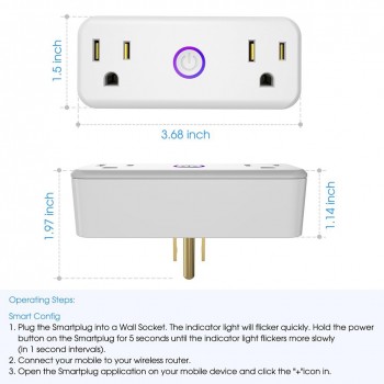 Wifi Smart US Electric Power Plug Outlets Socket with USB Adapter Homekit Compatible with Amazon Alexa Google Home mini, IFTTT