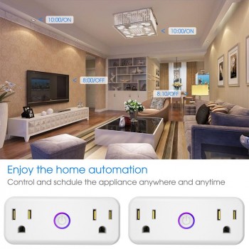 Wifi Smart US Electric Power Plug Outlets Socket with USB Adapter Homekit Compatible with Amazon Alexa Google Home mini, IFTTT