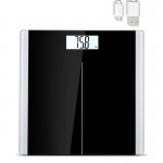 Elegant Black LCD Digital Display Smart Weighing Scale With Step-On Technology Tempered Glass Bathroom Floor Body Scale 180kg