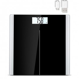 Elegant Black LCD Digital Display Smart Weighing Scale With Step-On Technology Tempered Glass Bathroom Floor Body Scale 180kg