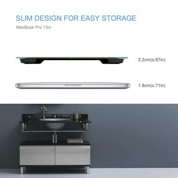 Elegant Black LCD Digital Display Smart Weighing Scale With Step-On Technology Tempered Glass Bathroom Floor Body Scale 180kg