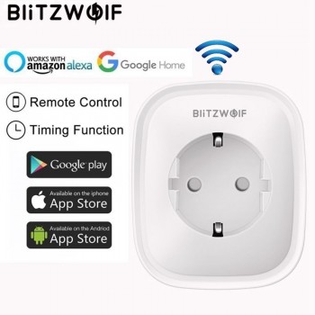 BlitzWolf BW-SHP2 WIFI Smart Socket EU Plug 220V 16A Remote Control Smart Timing Switch Work For Amazon Alexa/Google Assistant