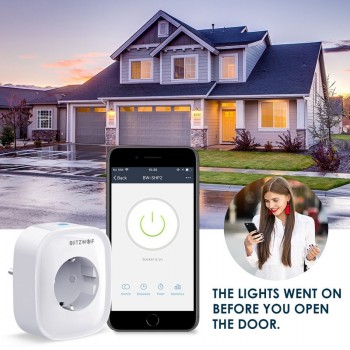 BlitzWolf BW-SHP2 WIFI Smart Socket EU Plug 220V 16A Remote Control Smart Timing Switch Work For Amazon Alexa/Google Assistant