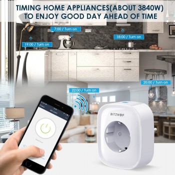 BlitzWolf BW-SHP2 WIFI Smart Socket EU Plug 220V 16A Remote Control Smart Timing Switch Work For Amazon Alexa/Google Assistant
