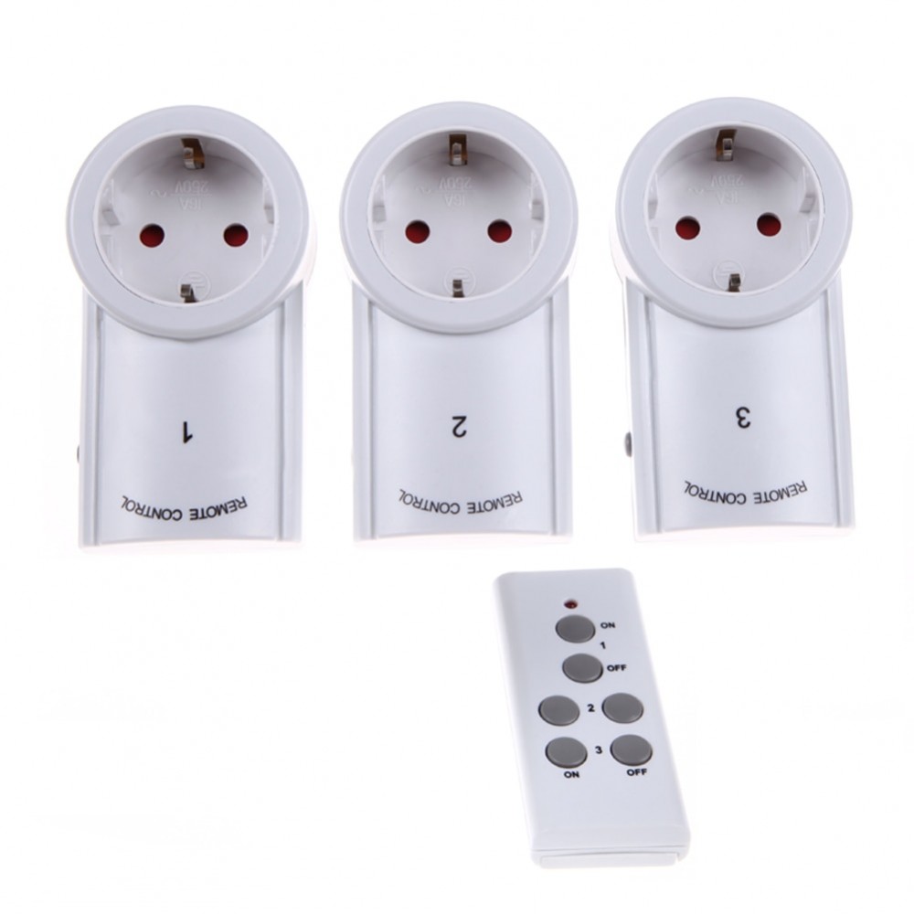 3pcs Wireless Smart Remote Control Power Outlet Light Switch Plug Socket 433.93 MHz Power Outlet Socket EU Standard Plug