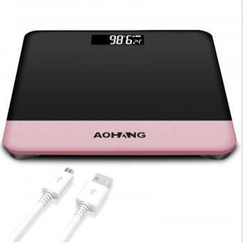 USB charging electronic scale Glass Smart Household Electronic Digital Floor Weight LCD Display Balance Bariatric Weigh Scales A
