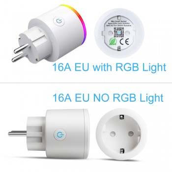 AVATTO 16A EU RGB wifi Smart Plug with Power Monitor, wifi wireless Smart Socket Outlet with Google Home Alexa Voice Control