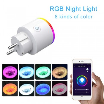 AVATTO 16A EU RGB wifi Smart Plug with Power Monitor, wifi wireless Smart Socket Outlet with Google Home Alexa Voice Control