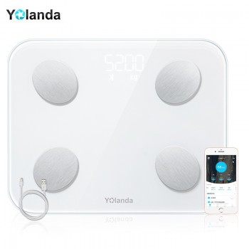 Yolanda Digital Smart Body Fat Weight Scales Household Electronic Mi Waage Bathroom Weighting Scale USB Charging Bluetooth 4.0