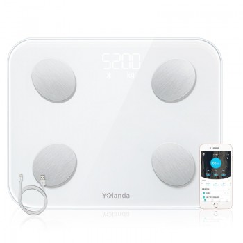 Yolanda Digital Smart Body Fat Weight Scales Household Electronic Mi Waage Bathroom Weighting Scale USB Charging Bluetooth 4.0