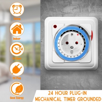 LEORY EU Plug 230V 16A Timer Socket 24 Hour Electrical Mechanical Smart Timer Wall Outlet