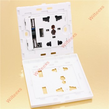 WILTEEXS 1pcs Dual 2 USB Ports Electric Wall Charger Dock Socket Power AC/DC Power Adapter Plug Outlet Panel Plate Wholesale