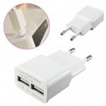 EU Plug 5V 2A Dual Ports USB Charging Plug Connector Commercial Travel Home Wall Charger Adapter Double USB Power Socket Dock