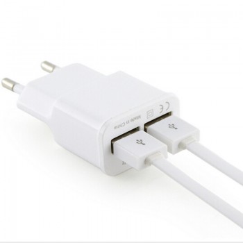 EU Plug 5V 2A Dual Ports USB Charging Plug Connector Commercial Travel Home Wall Charger Adapter Double USB Power Socket Dock