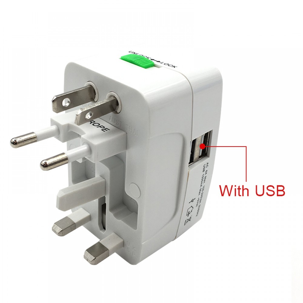 Universal World Charger Adapter Plug All in one Travel AC Power Adapter Converter to US/UK/AU/EU Plug Socket Electrical 2 USB