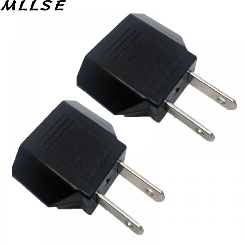 MLLSE 2pcs/lot Black Universal Travel Power Plug Adapter EU EURO to US USA Adaptor Converter AC Power Plug Adaptor Connector