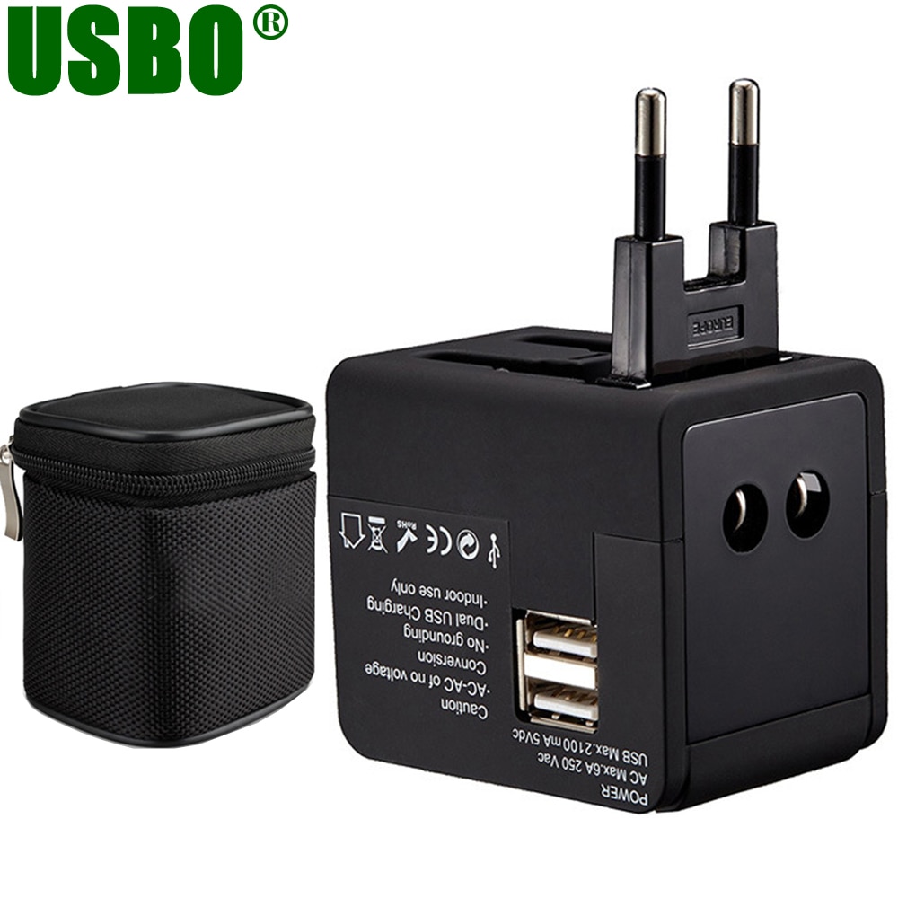 White black 5V 2.1A Universal International Plug Adapter World Travel 2USB Power Charger Adaptor with AU US UK EU converter Plug