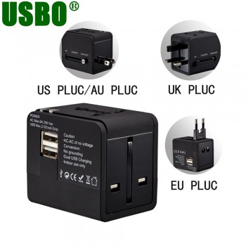 White black 5V 2.1A Universal International Plug Adapter World Travel 2USB Power Charger Adaptor with AU US UK EU converter Plug