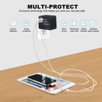 White black 5V 2.1A Universal International Plug Adapter World Travel 2USB Power Charger Adaptor with AU US UK EU converter Plug